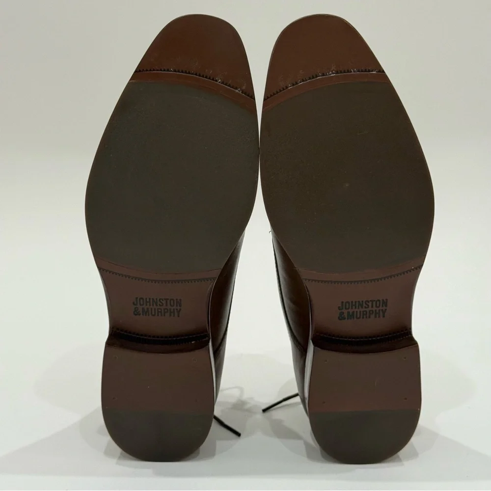 Johnston Murphy Men's 8.5M Mcclain Cap Toe Tan Full Grain Leather Shoes New $160